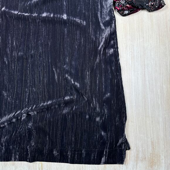 Umgee Floral Burnout Velvet Shift Puff Sleeve Boho Fairy Chic Goth Dress Small - Picture 11 of 14